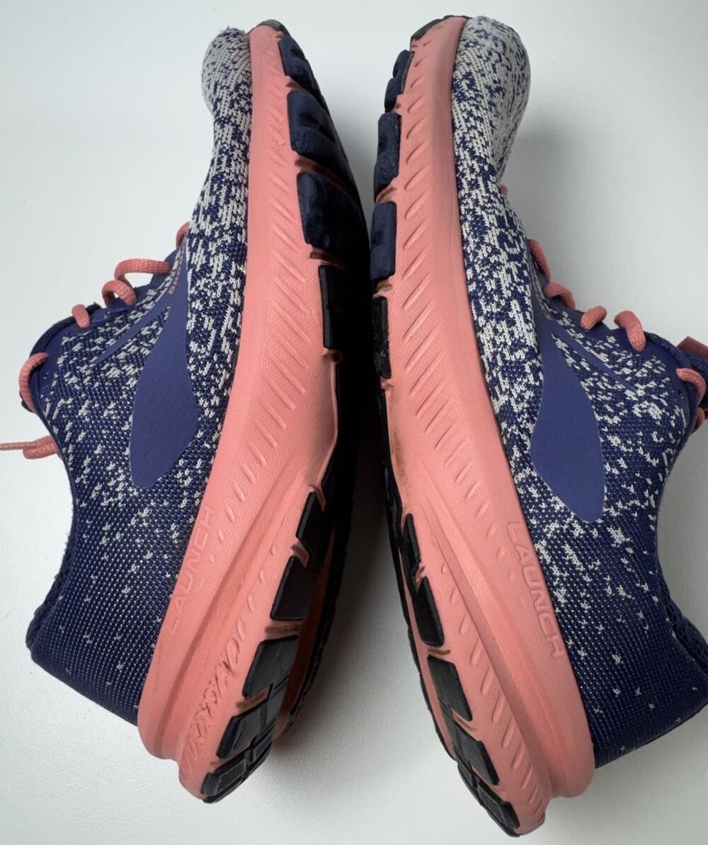 Brooks Launch 6 Men's Lace-Up Low Top Running Sneakers Blue Pink White Speckled